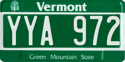 VT license plate YYA972