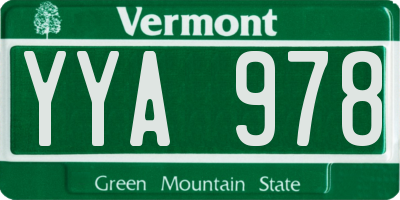 VT license plate YYA978