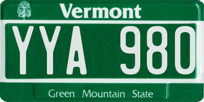VT license plate YYA980