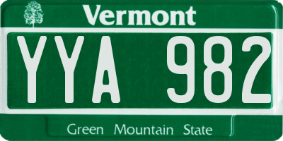 VT license plate YYA982