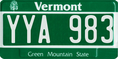VT license plate YYA983