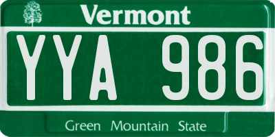 VT license plate YYA986