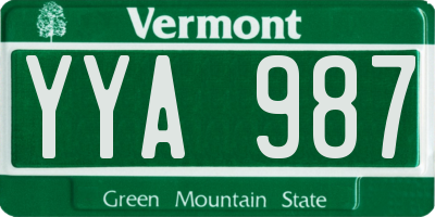 VT license plate YYA987