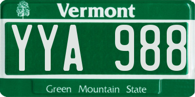 VT license plate YYA988