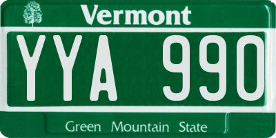 VT license plate YYA990