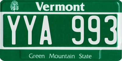 VT license plate YYA993