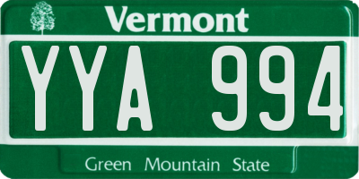 VT license plate YYA994