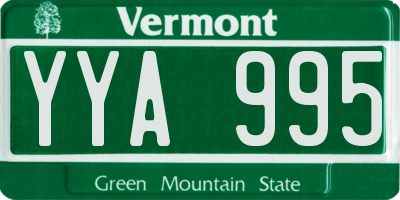 VT license plate YYA995