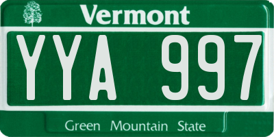 VT license plate YYA997