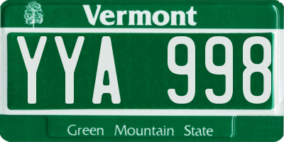 VT license plate YYA998