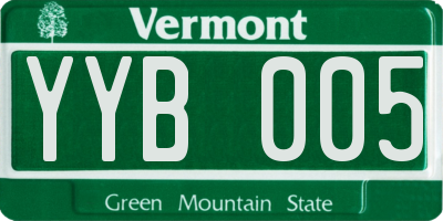 VT license plate YYB005