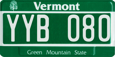 VT license plate YYB080