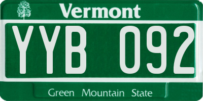 VT license plate YYB092