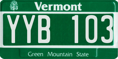 VT license plate YYB103