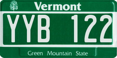 VT license plate YYB122
