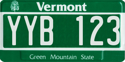 VT license plate YYB123
