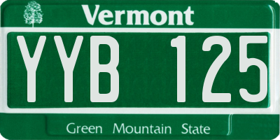 VT license plate YYB125