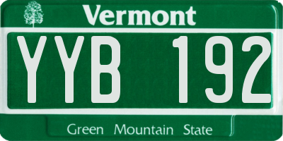 VT license plate YYB192