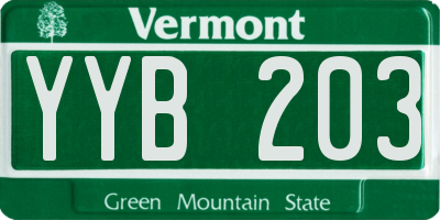 VT license plate YYB203
