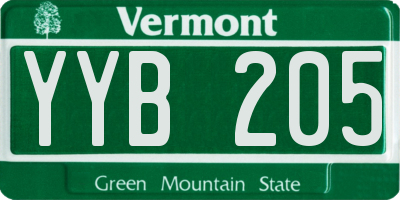 VT license plate YYB205