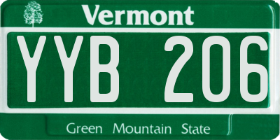 VT license plate YYB206