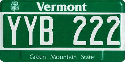 VT license plate YYB222