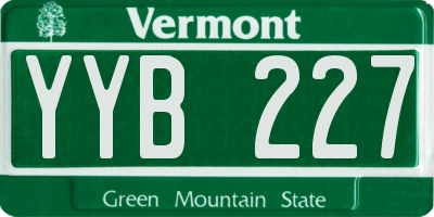 VT license plate YYB227