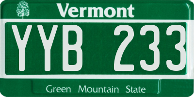 VT license plate YYB233