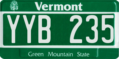 VT license plate YYB235