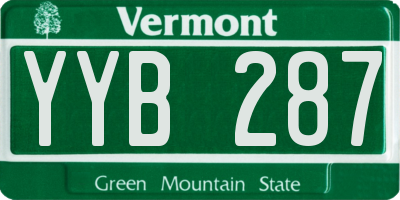 VT license plate YYB287