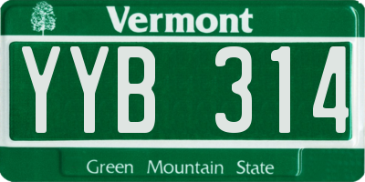 VT license plate YYB314