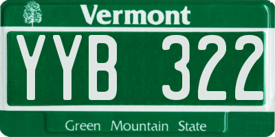 VT license plate YYB322