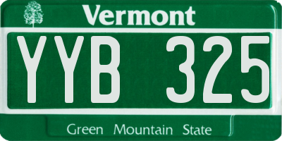 VT license plate YYB325