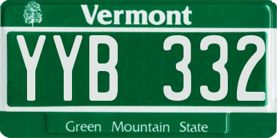 VT license plate YYB332