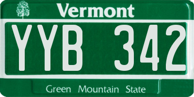 VT license plate YYB342