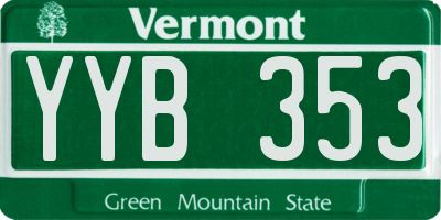 VT license plate YYB353