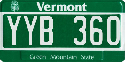 VT license plate YYB360
