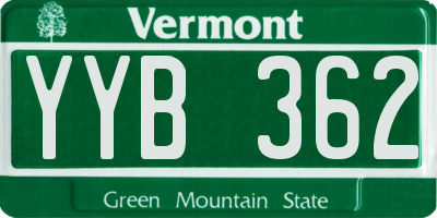 VT license plate YYB362
