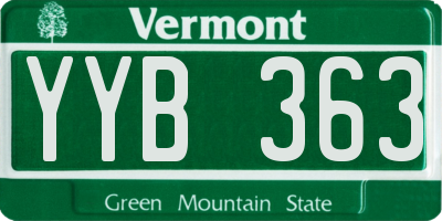 VT license plate YYB363