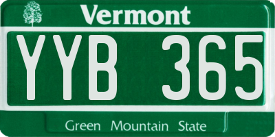 VT license plate YYB365