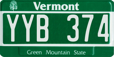 VT license plate YYB374