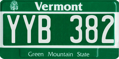 VT license plate YYB382