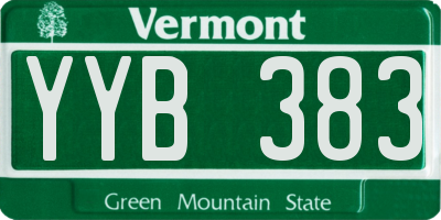 VT license plate YYB383