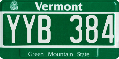 VT license plate YYB384