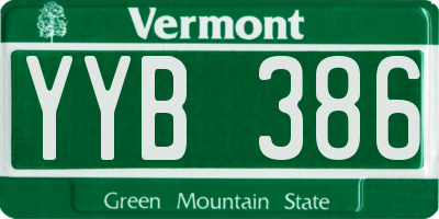 VT license plate YYB386