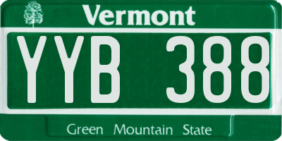 VT license plate YYB388