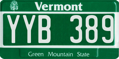 VT license plate YYB389