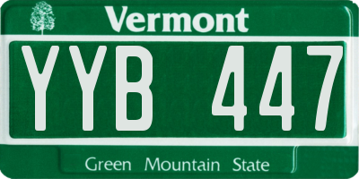 VT license plate YYB447