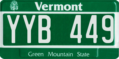 VT license plate YYB449