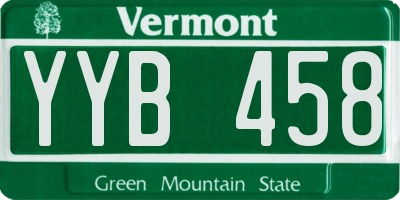 VT license plate YYB458